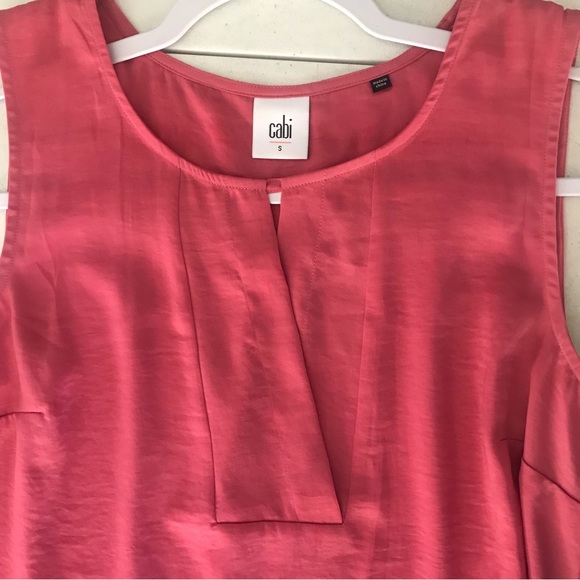 CABI Womens Blush Coral Pink Sleeveless Silky Polyester Tank Blouse SZ S - Picture 3 of 7